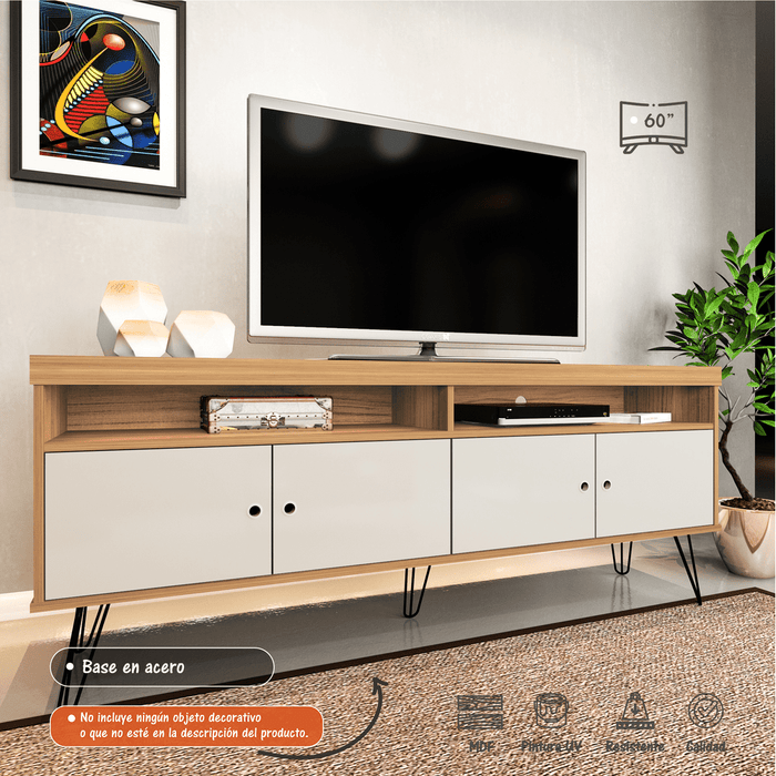 Mesa Para TV de hasta 60" Liberty Bertolini Roble con Blanco