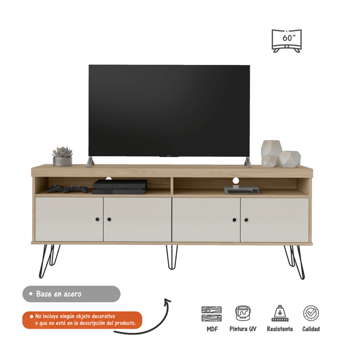 Mesa Para TV de hasta 60" Liberty Bertolini Roble con Blanco