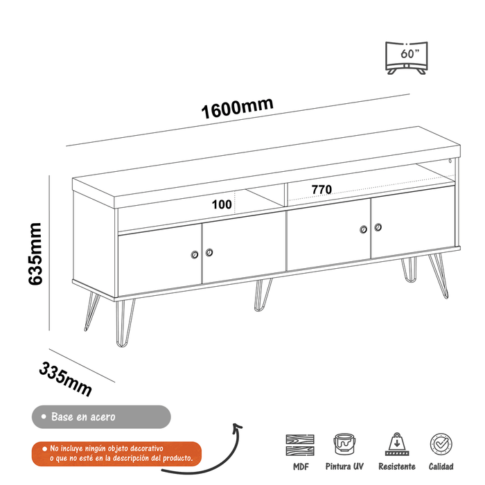 Mesa Para TV de hasta 60" Liberty Bertolini Roble con Blanco