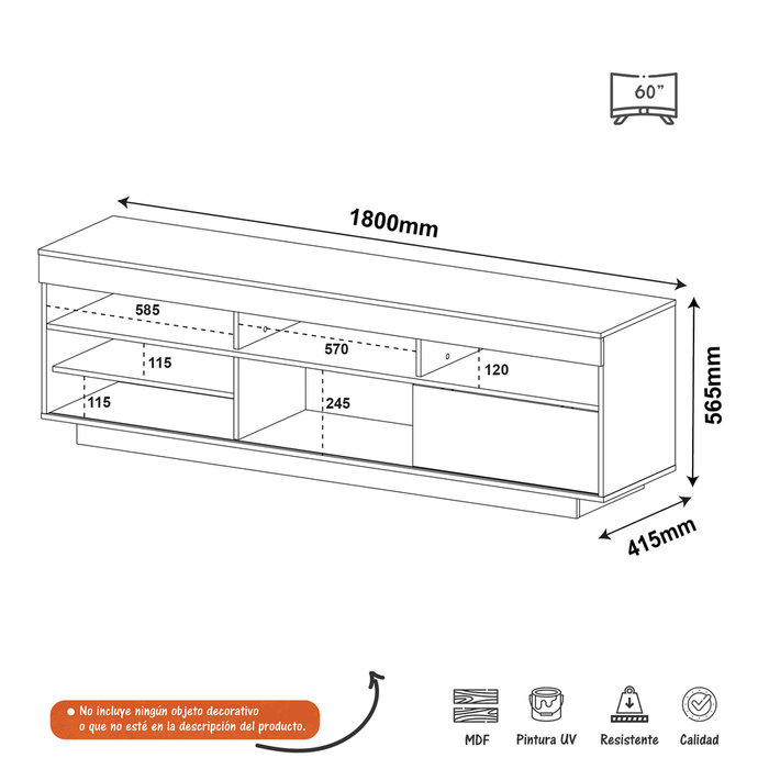 Mesa Para TV de hasta 60" Treviso Bertolini Negro