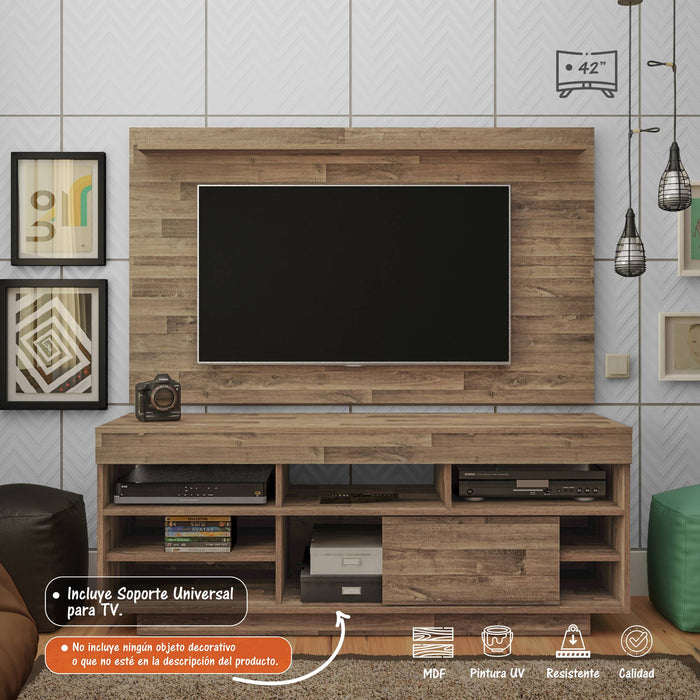 Mueble Para TV Y Panel Roma  Bertolini -Rustico