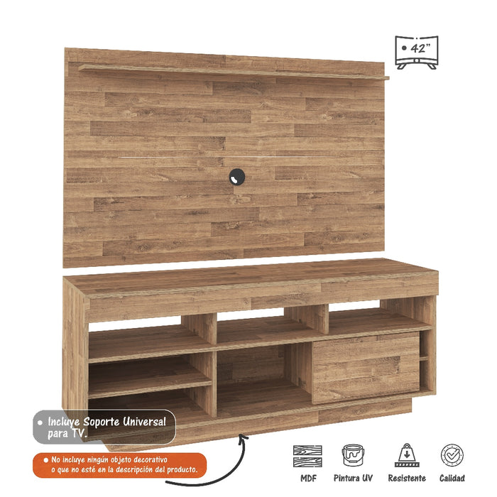 Mueble Para TV Y Panel Roma  Bertolini -Rustico