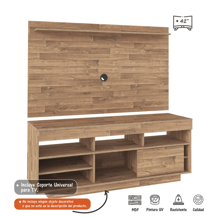 Mueble Para TV Y Panel Roma  Bertolini -Rustico